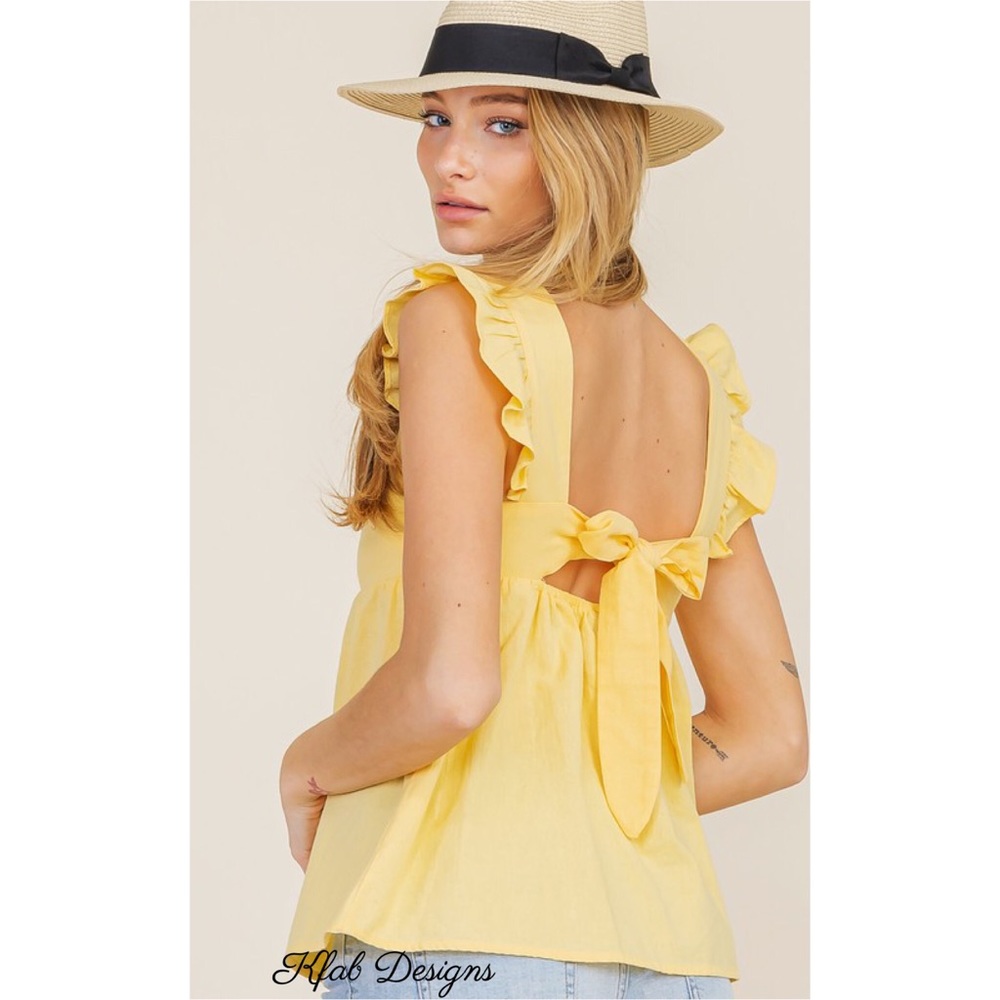 ❤️LAST! Bow Open Elasticized Back Cap Sleeve Top! - Picture 2 of 6